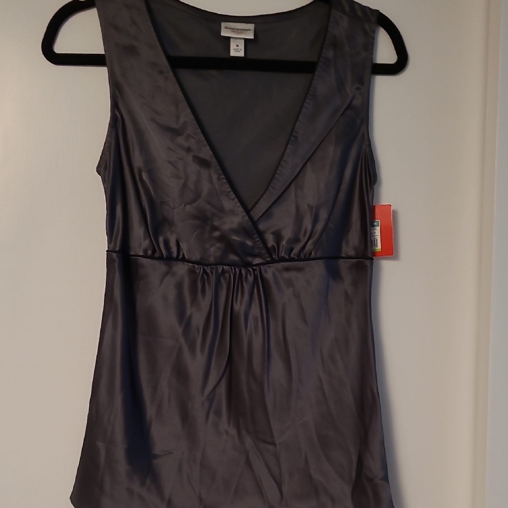 Isaac Mizrahi Gray Satin Top